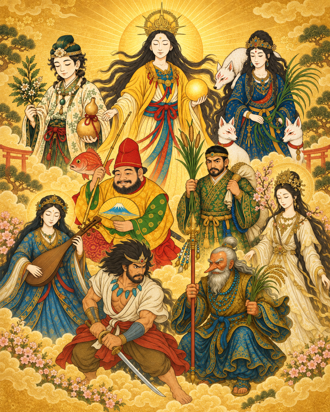 八百万の神々を表した集合画